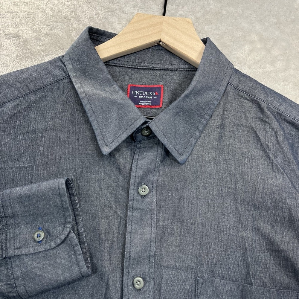 UNTUCKit Shirt Mens XXL Gray Long Sleeve Button Up